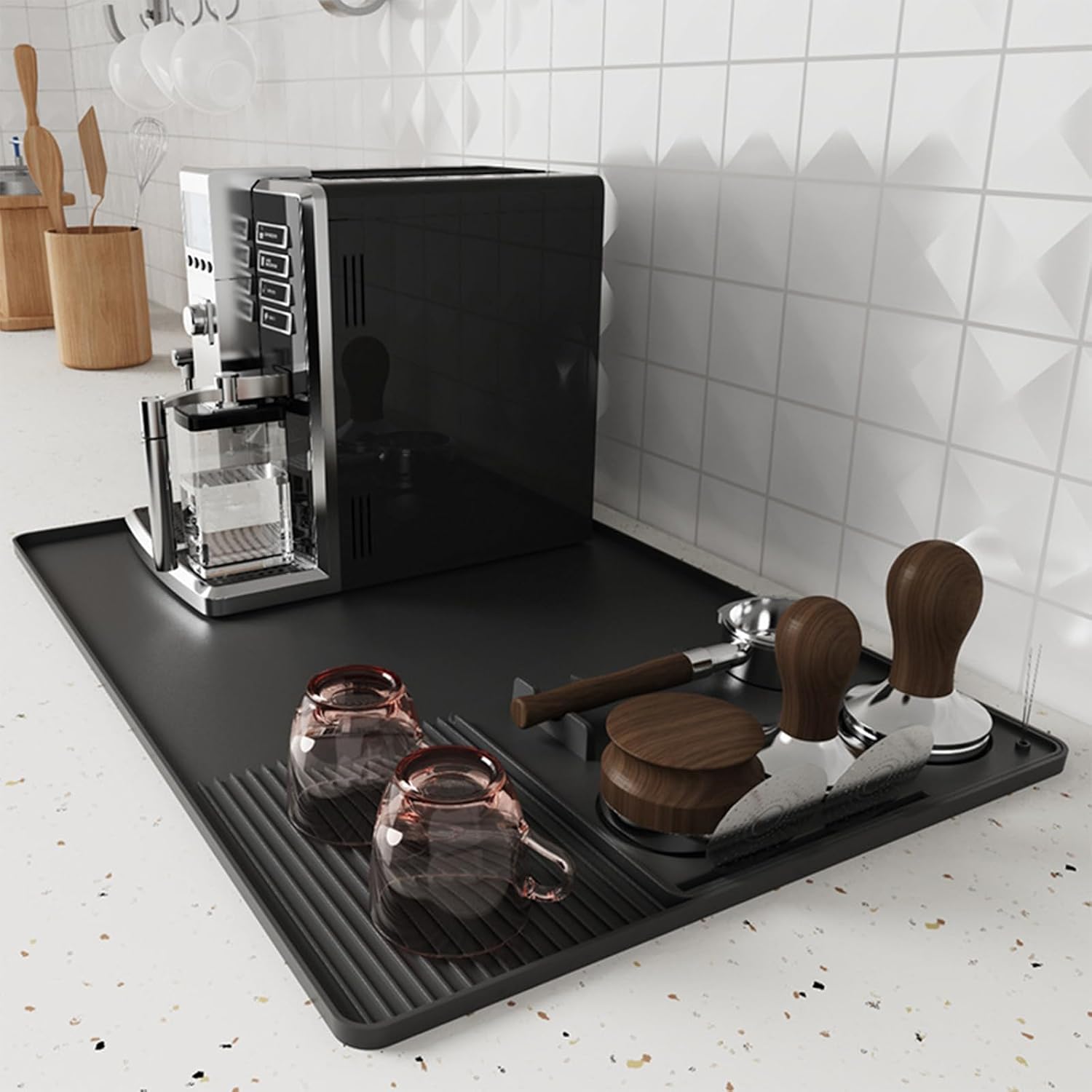 Bar Mat Rubber - 3-In-1 Silicone Coffee Mat Multi-Functional Non-Slip